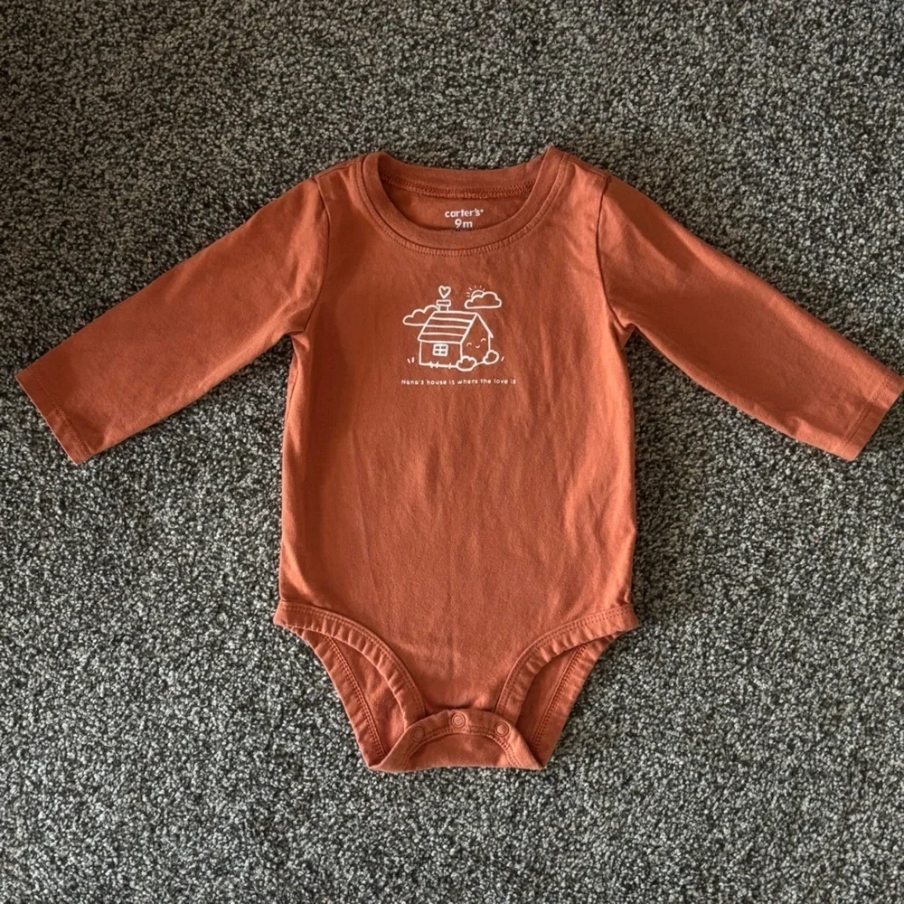 Carter's Rust Long Sleeve Bodysuit Onsie Nana’s Grandma House Love 9mo